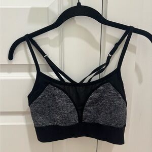PINK Victoria’s Secret Unlined mesh gray and black sports bra size small